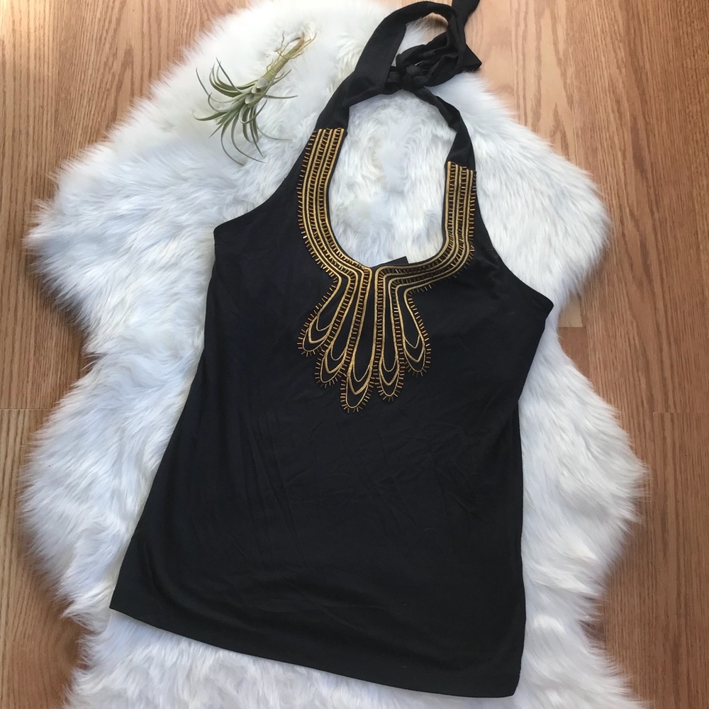 Black Sequined Halter Top